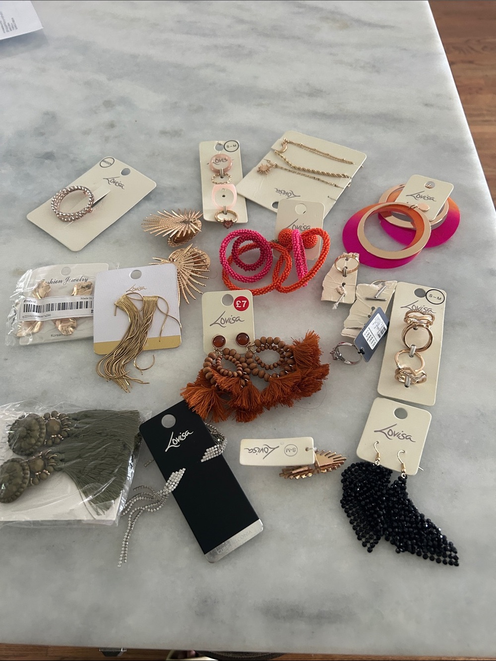 Lovisa Women's Mixed Jewelry Set - Pink, Orange, Gold, Black Accents